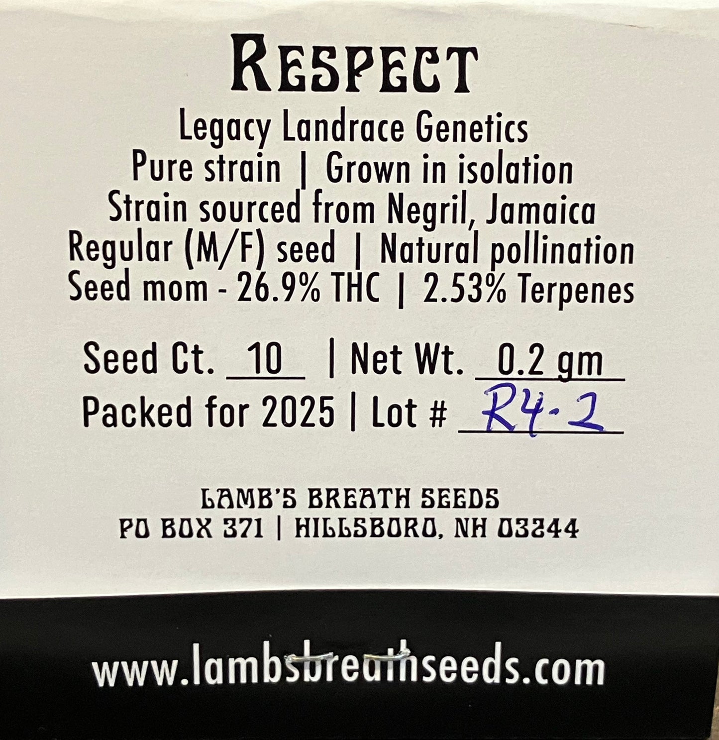 Lamb’s Breath Respect cannabis seeds – Jamaican landrace tribute strain with sweet, spicy aroma and uplifting sativa effects.